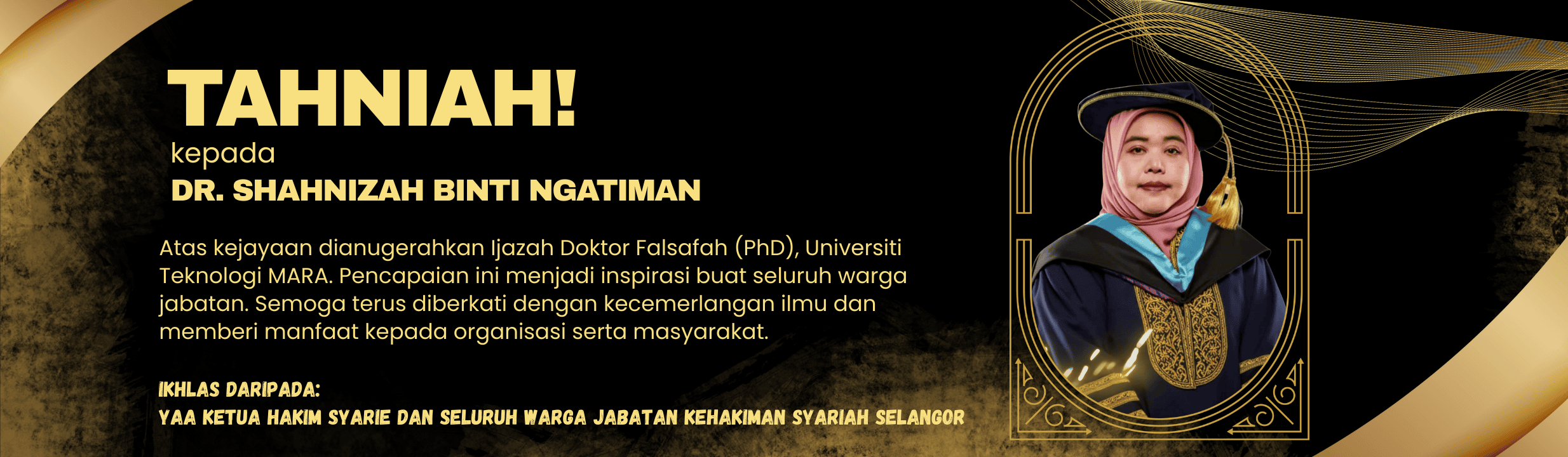 Tahniah Dr Shahnizah Anugerah PHD